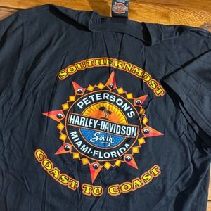 Vintage Harley Davidson T Shirt Men MED Peterson's Miami Florida Pocket USA